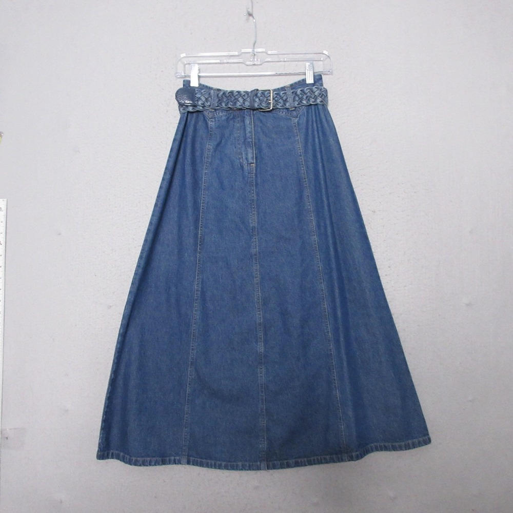 Vintage Bagatelle Jean Maxi Skirt‎ 2P Denim Braided Belt Western Cotton Y2K Boho